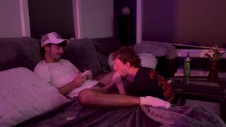 Gay guy sucks off his straight friend