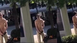 Extreme Public Exhibitionist Jerks Off and Cums in Public