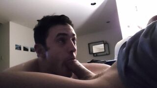 sucking a big cock and getting my face fucked with a cum