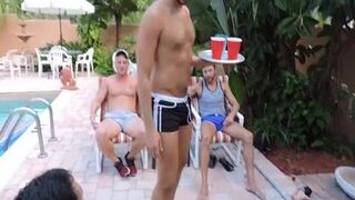Tattooed & athletic hunk bareback cumshot outdoors
